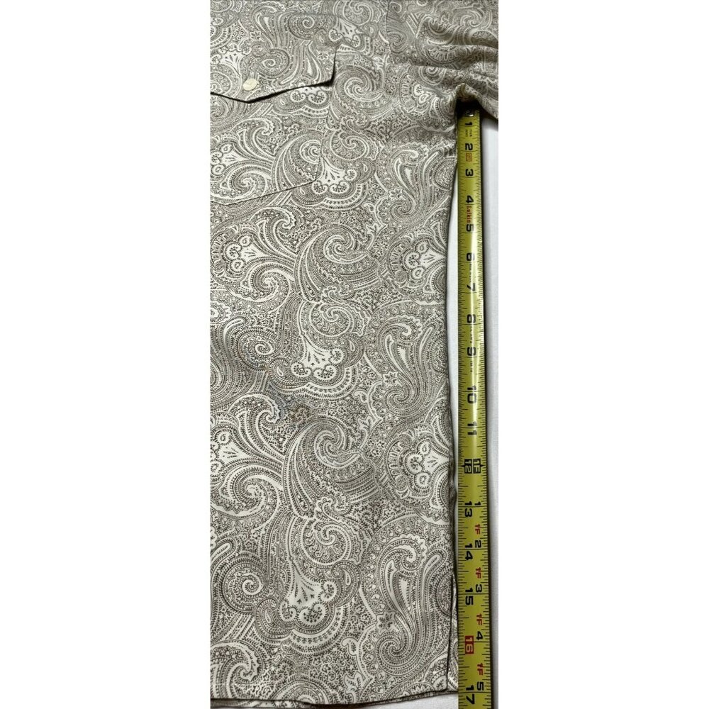 Liz Claiborne Collection Cream With Brown Paisley Pattern Button Down Size 10 - Picture 10 of 12